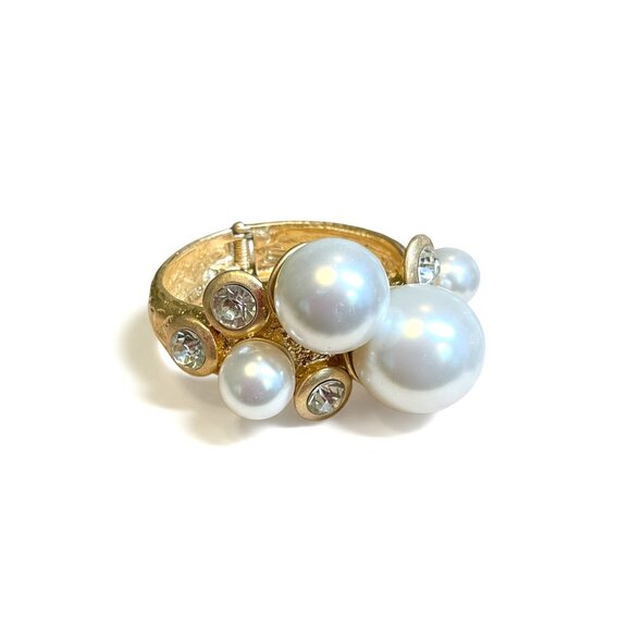 Jewelry - Large gold and pearl clamp style statement bracelet